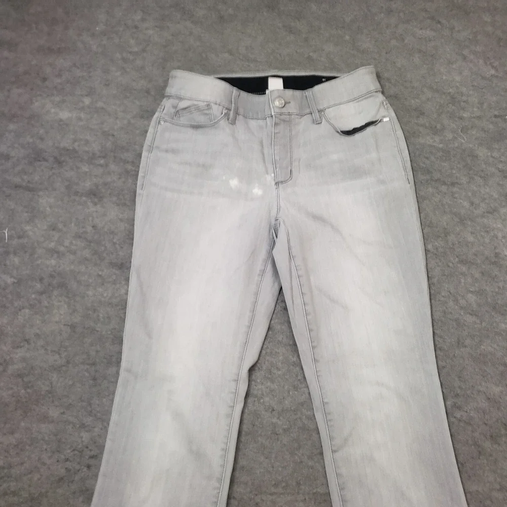 Chicos Jeans Womens 4 Gray Skinny Low Rise Medium Wash Pants Denim Stretch Waist